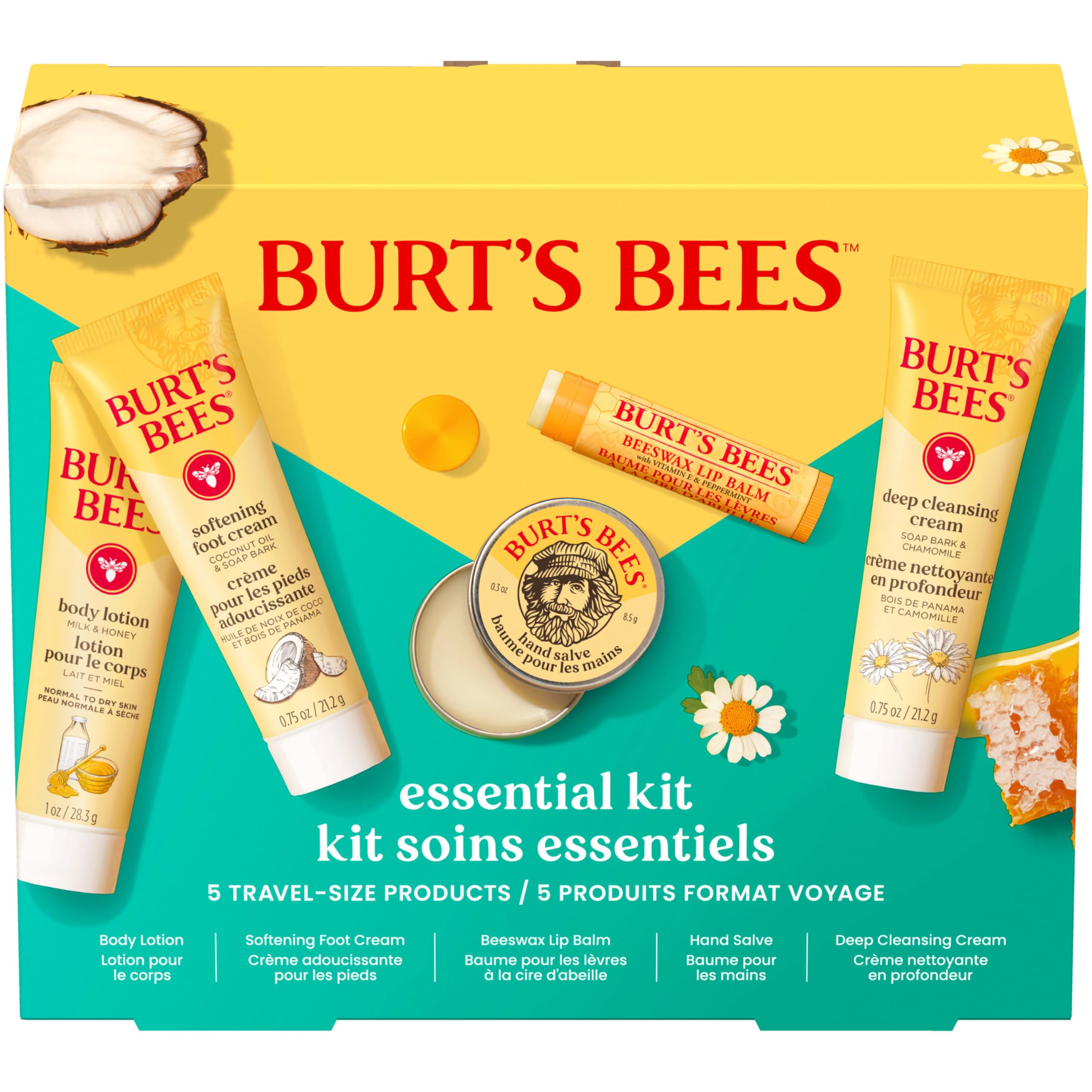 Burt's Bees Back To School Gifts Ideas - Classics Set, 6 Products in Giftable Tin – Cuticle Cream, Hand Salve, Lip Balm, Res-Q Ointment, Hand Repair and Foot Cream