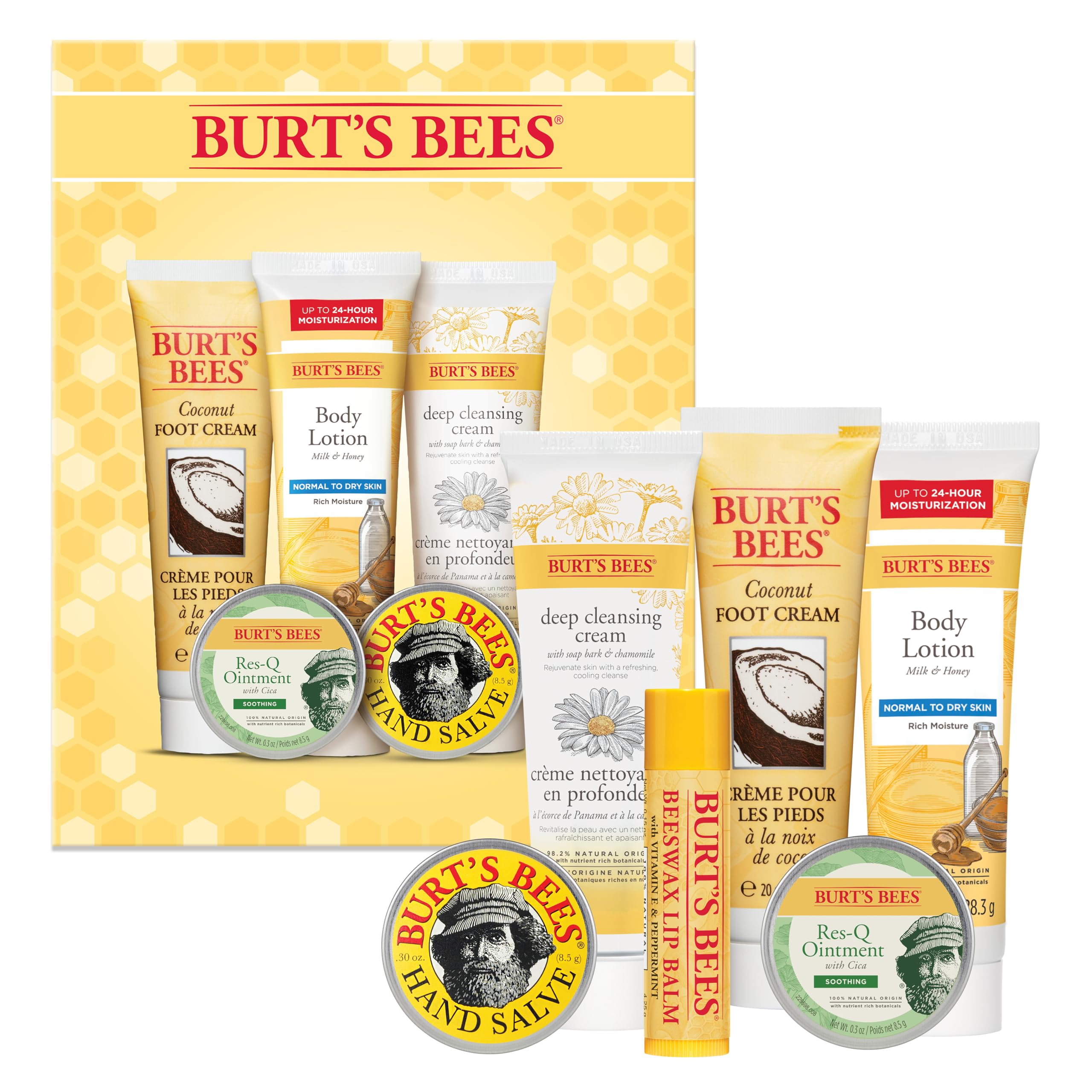 Burt's Bees Back To School Gifts Ideas - Classics Set, 6 Products in Giftable Tin – Cuticle Cream, Hand Salve, Lip Balm, Res-Q Ointment, Hand Repair and Foot Cream