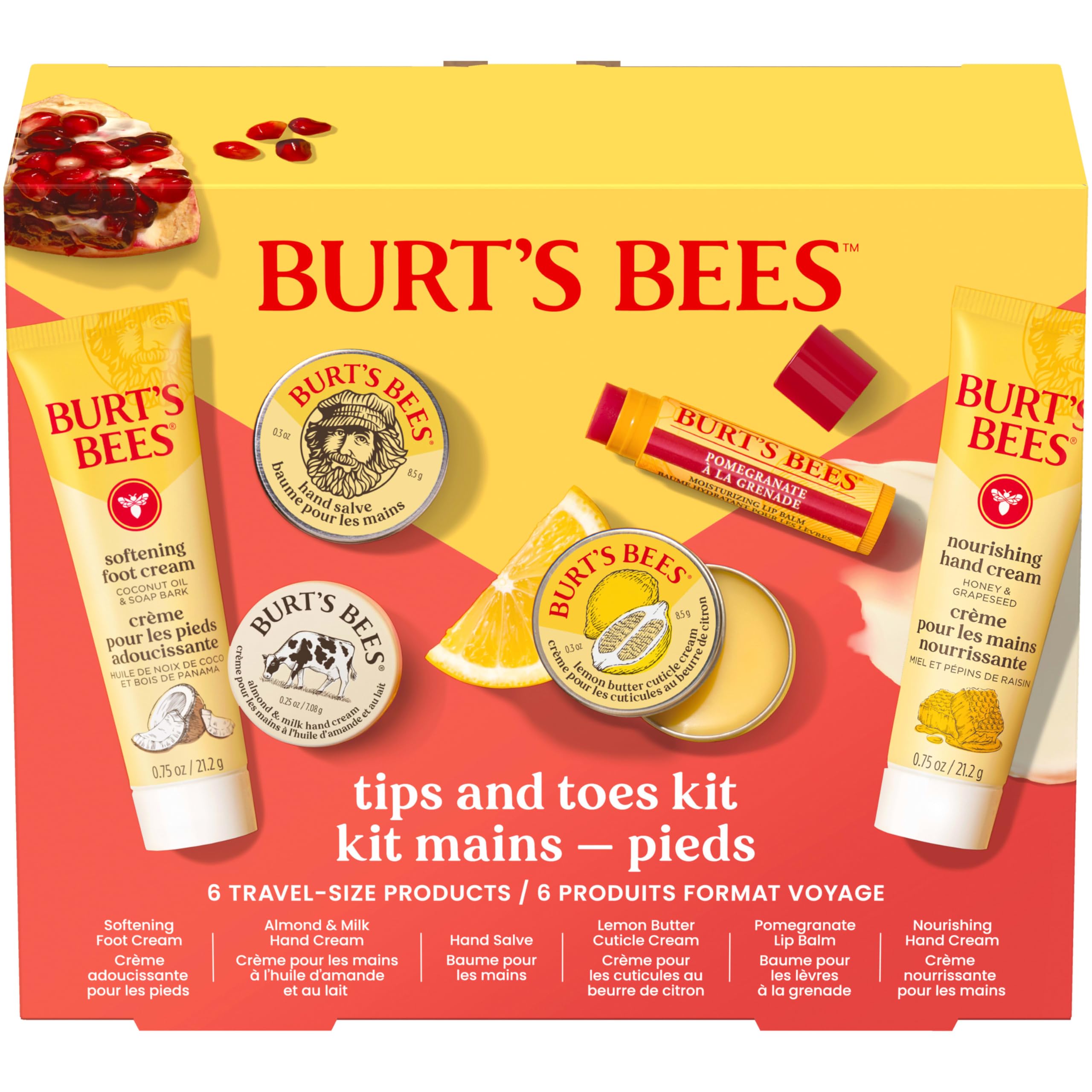 Burt's Bees Back To School Gifts Ideas - Classics Set, 6 Products in Giftable Tin – Cuticle Cream, Hand Salve, Lip Balm, Res-Q Ointment, Hand Repair and Foot Cream